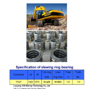 slewing bearing for komatsu excavator PC227 holes 33