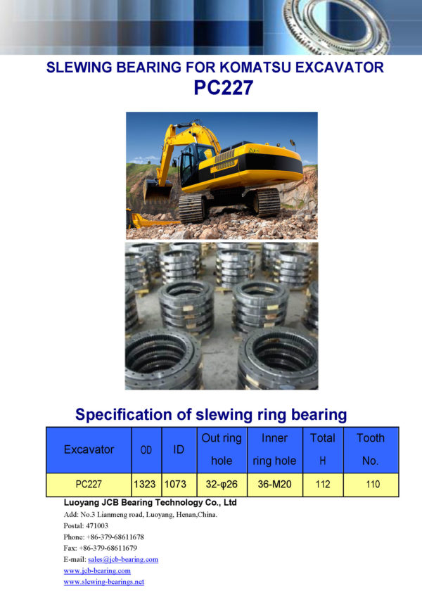 slewing bearing for komatsu excavator PC227 holes 33