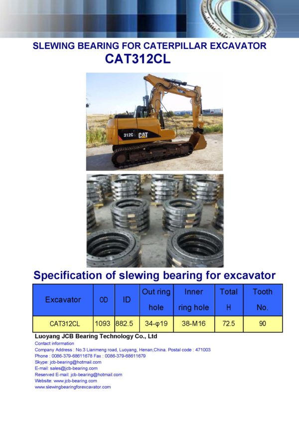slewing bearing for caterpillar excavator CAT312CL