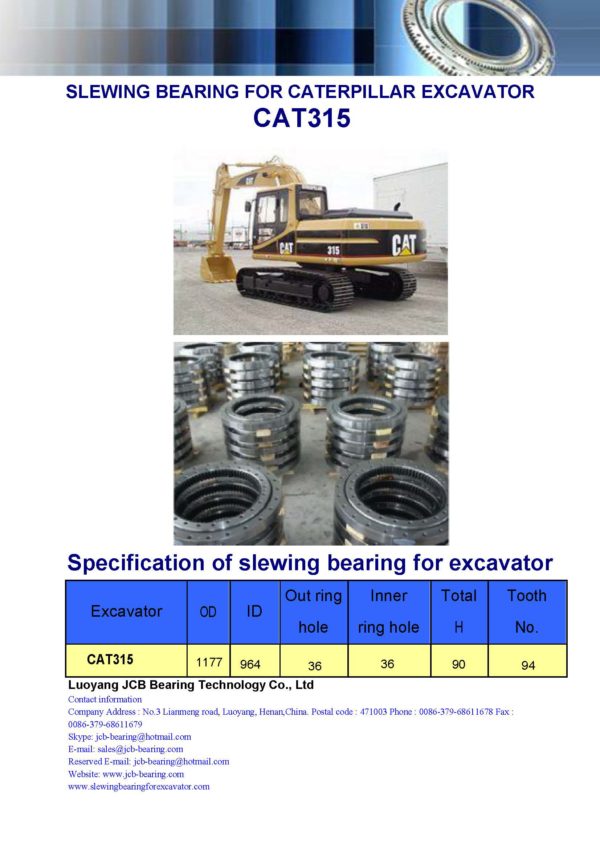 slewing bearing for caterpillar excavator CAT315