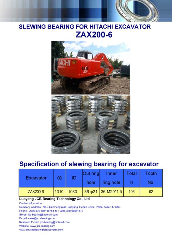 slewing bearing for hitachi excavator ZAX200-6
