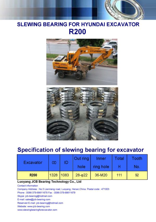 slewing bearing for hyundai excavator R200