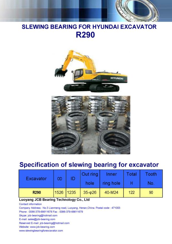 slewing bearing for hyundai excavator R290