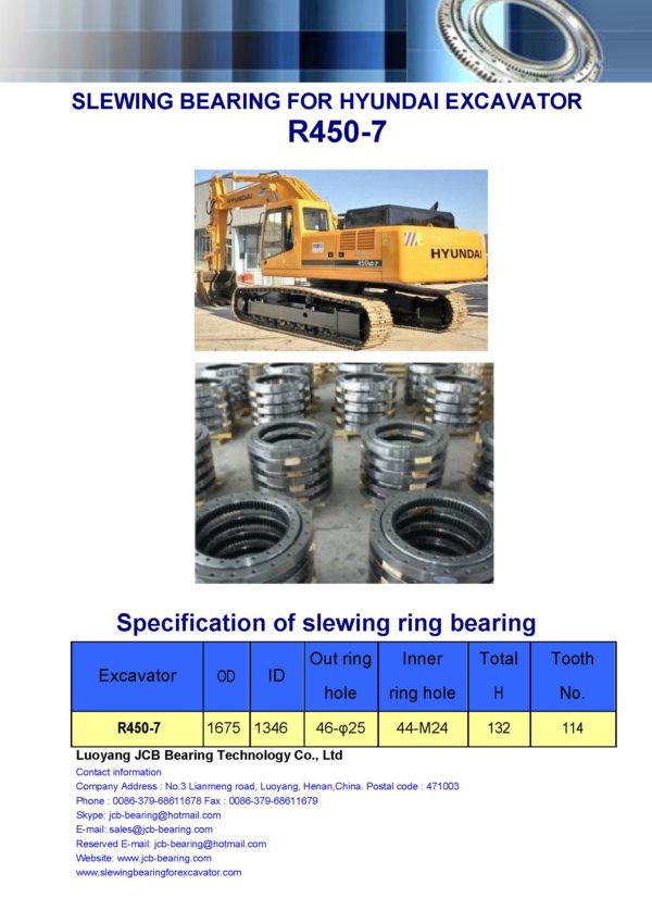 slewing bearing for hyundai excavator R450-7