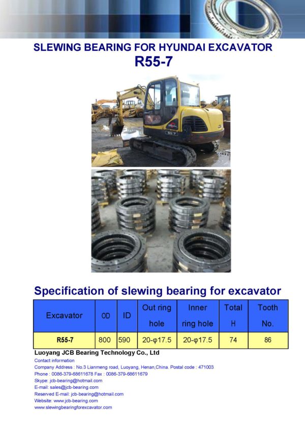 slewing bearing for hyundai excavator R55-7