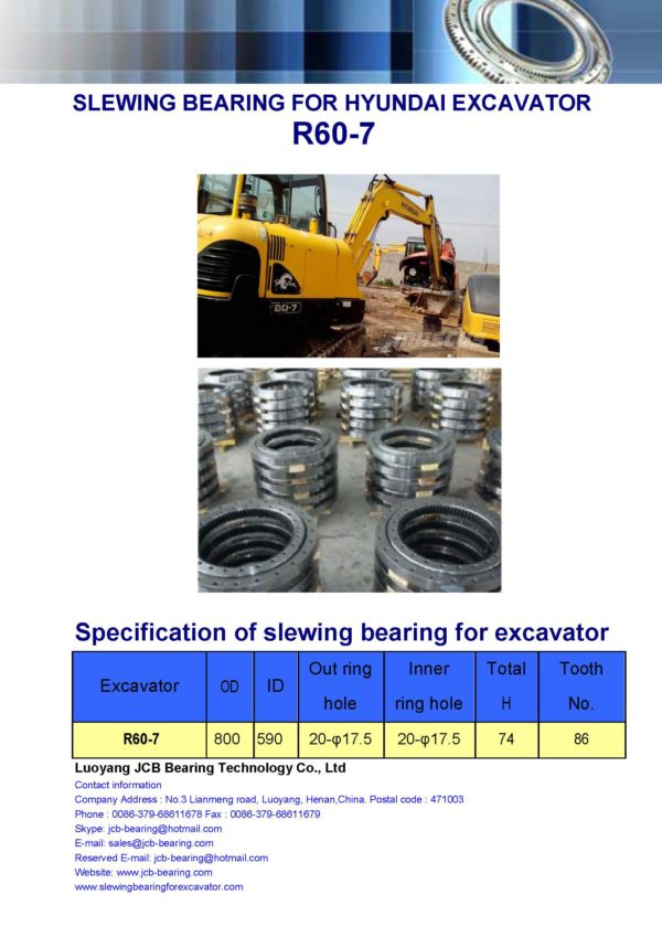slewing bearing for hyundai excavator R60-7