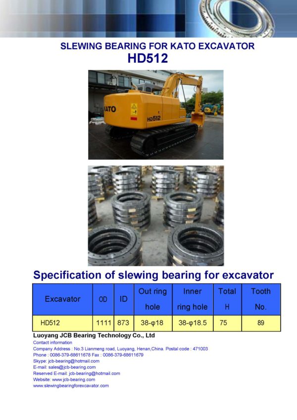slewing bearing for kato excavator HD512