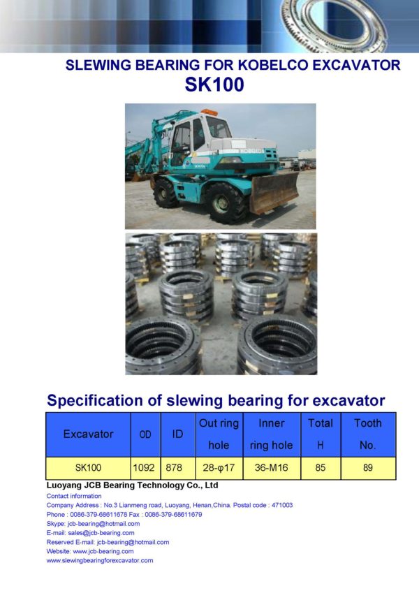 slewing bearing for kobelco excavator SK100