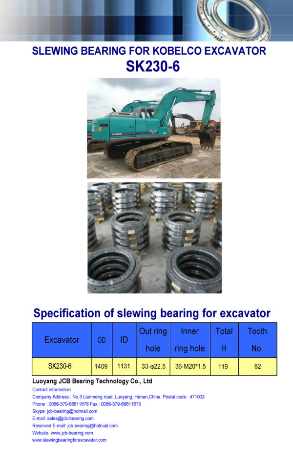 slewing bearing for kobelco excavator SK230-6