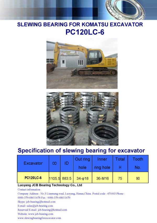 slewing bearing for komatsu excavator PC120LC-6