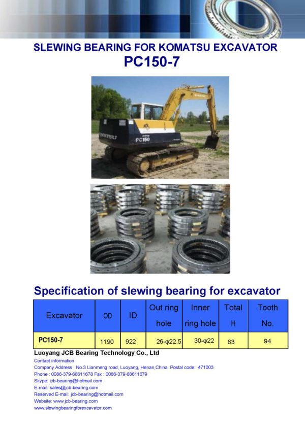 slewing bearing for komatsu excavator PC150-7