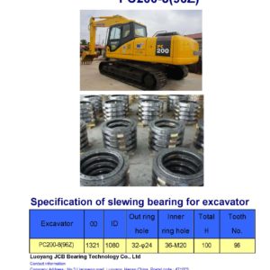 slewing bearing for komatsu excavator PC200-8 tooth 96