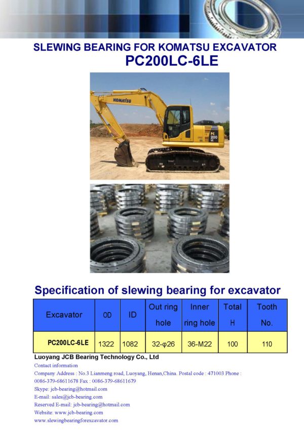 slewing bearing for komatsu excavator PC200LC-6LE