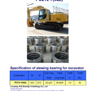slewing bearing for komatsu excavator PC210-7 tooth 92