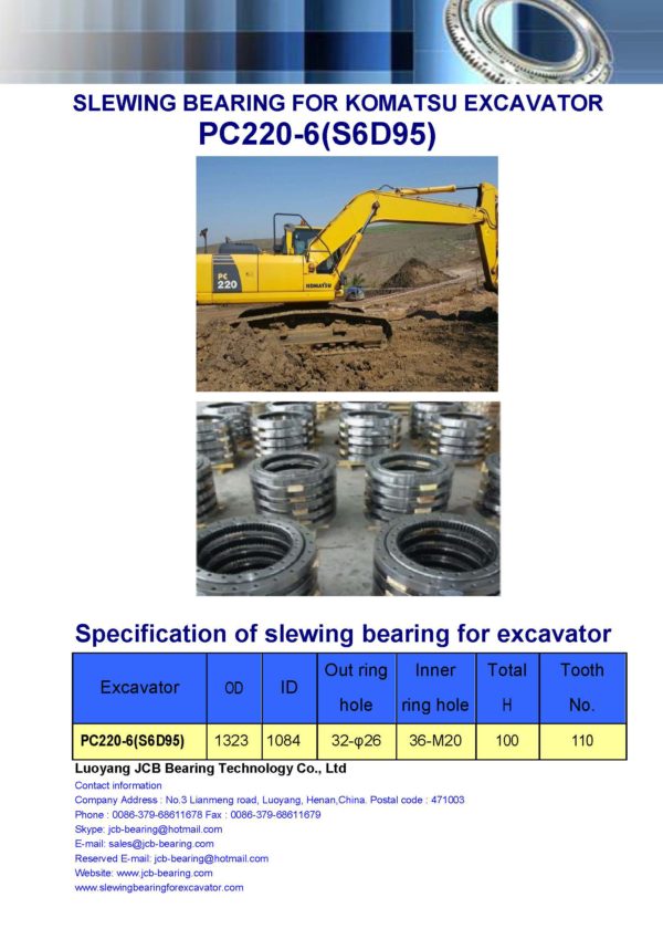 slewing bearing for komatsu excavator PC220-6-S6D95