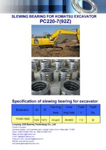 slewing bearing for komatsu excavator PC220-7 tooth 92