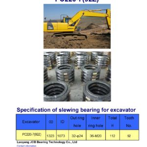 slewing bearing for komatsu excavator PC220-7 tooth 92