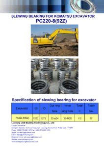 slewing bearing for komatsu excavator PC220-8 tooth 92