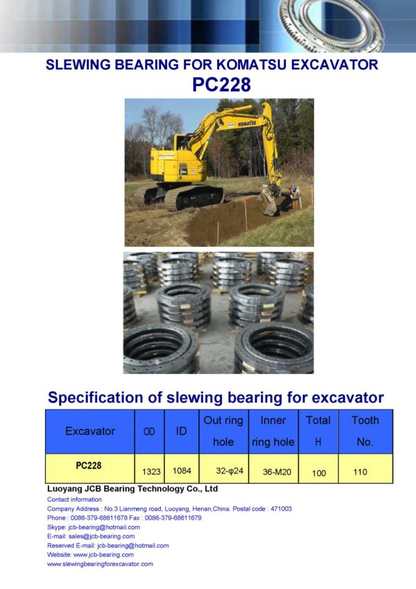 slewing bearing for komatsu excavator PC228 holes 32