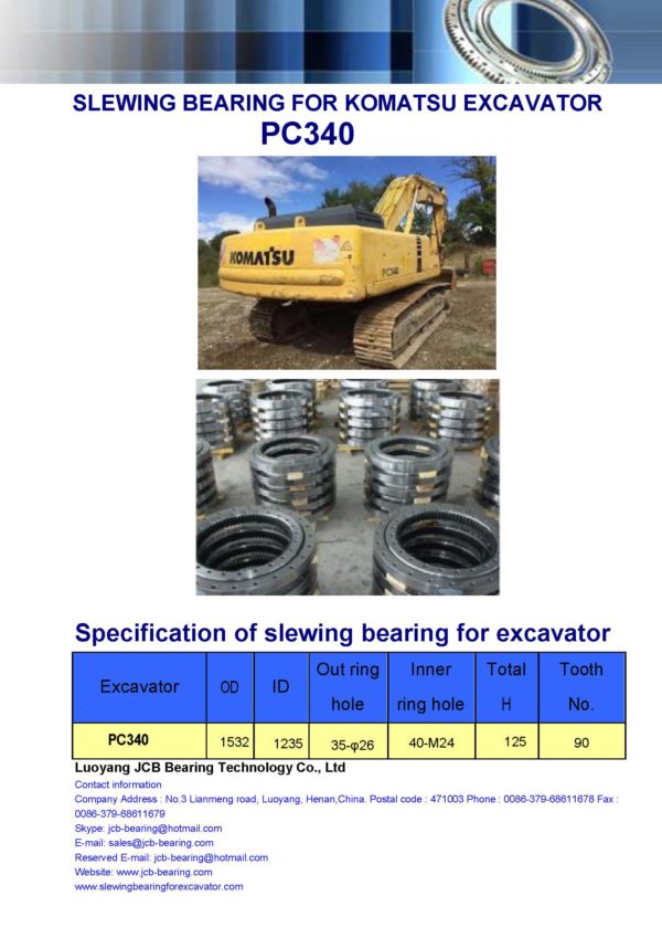 slewing bearing for komatsu excavator PC340
