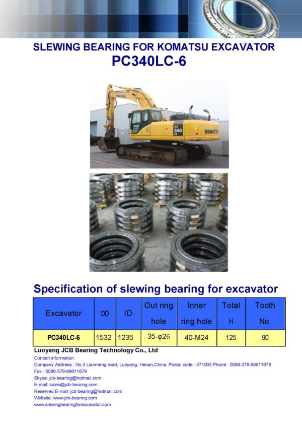 slewing bearing for komatsu excavator PC340LC-6