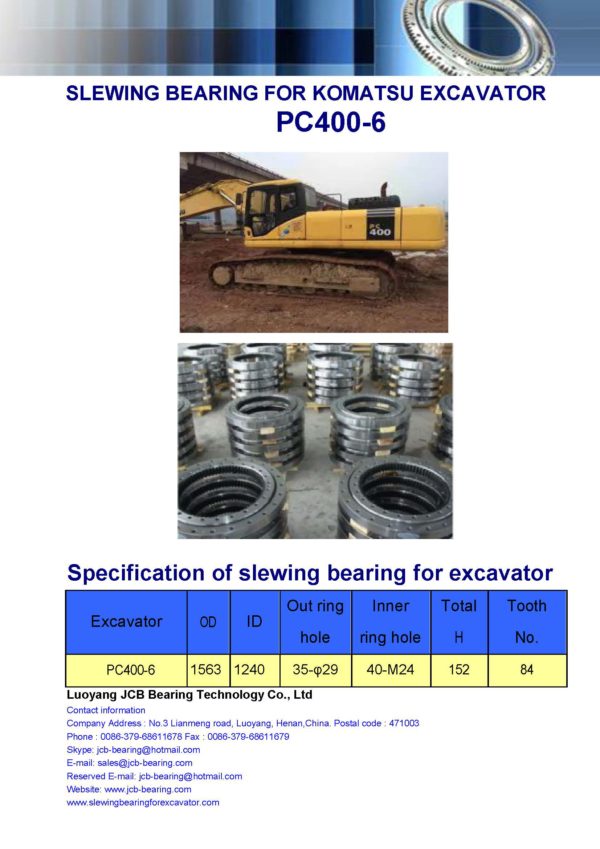 slewing bearing for komatsu excavator PC400-6