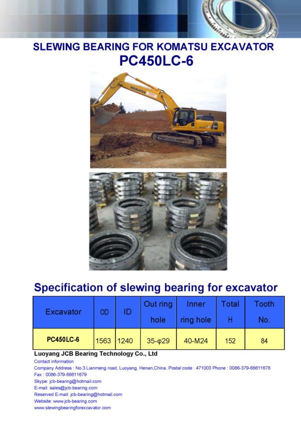 slewing bearing for komatsu excavator PC450LC-6