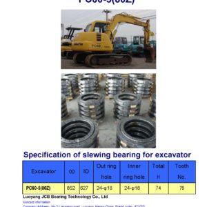 slewing bearing for komatsu excavator PC60-5 tooth 80