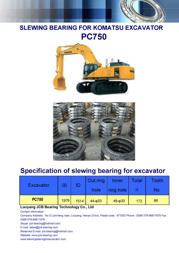 slewing bearing for komatsu excavator PC750