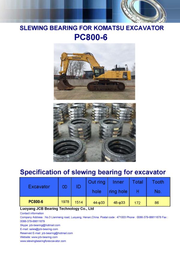 slewing bearing for komatsu excavator PC800-6