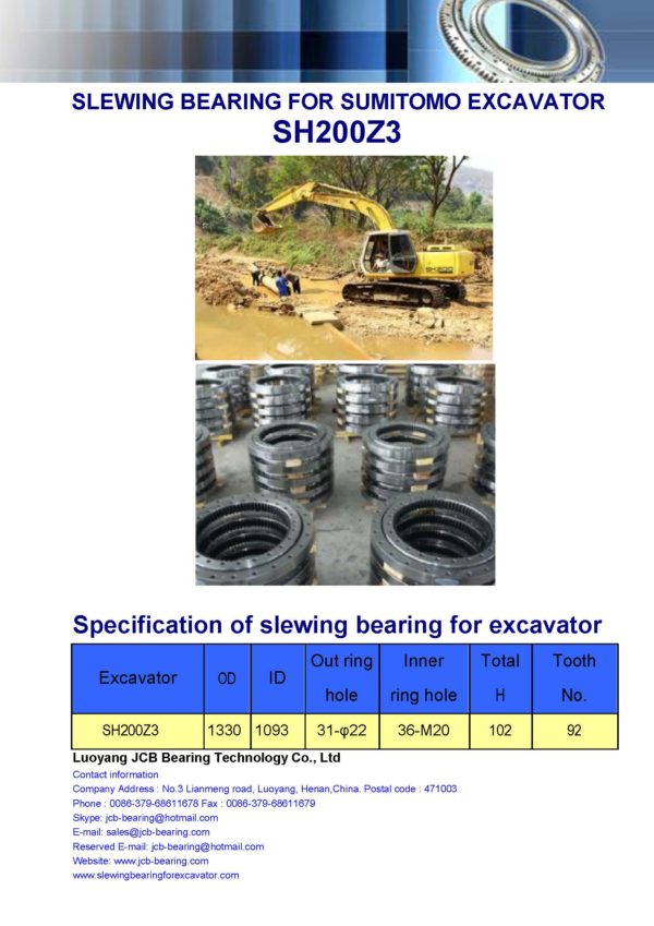 slewing bearing for sumitomo excavator SH200Z3