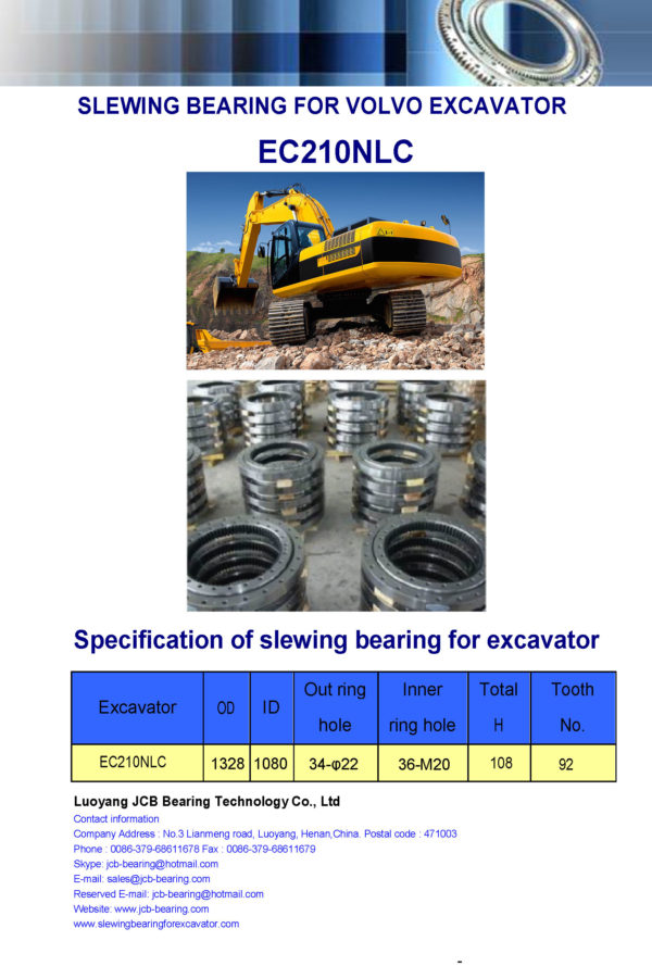 slewing bearing for volvo excavator EC210NLC