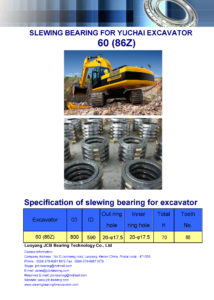 slewing bearing for yuchai excavator 60 tooth 86
