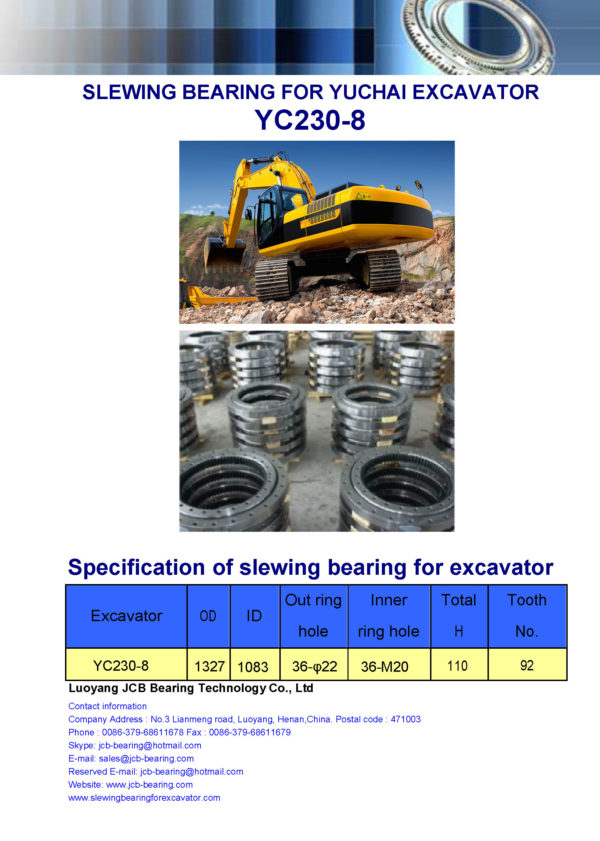 slewing bearing for yuchai excavator YC230-8