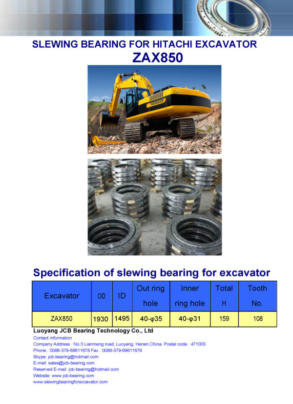 slewing bearing for hitachi excavator ZAX850