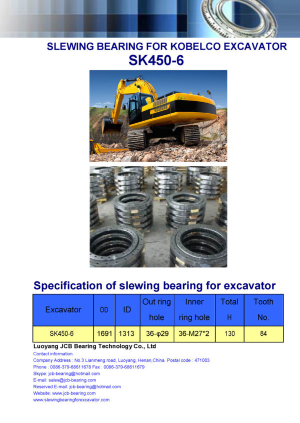 slewing bearing for kobelco excavator SK450-6