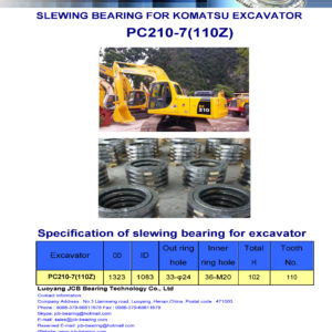 slewing bearing for komatsu excavator PC210-7 tooth 110