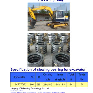 slewing bearing for komatsu excavator PC70-7 tooth 76