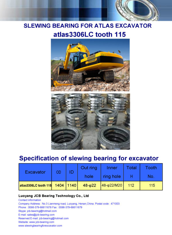 slewing bearing for atlas excavator atlas3306LC tooth 115