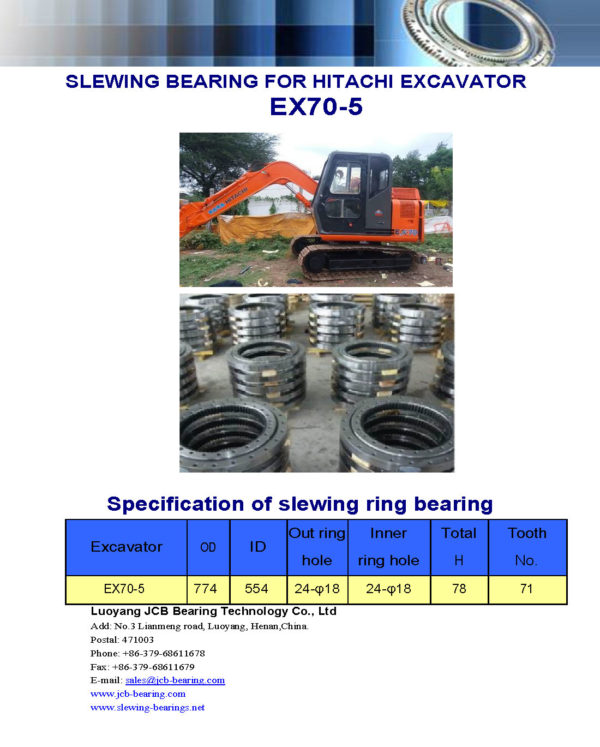 SLEWING BEARING FOR HITACHI EXCAVATOR EX70-5