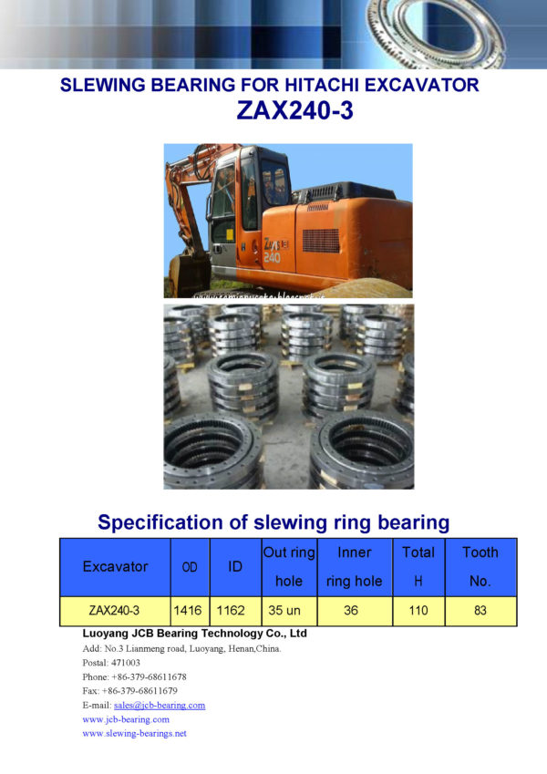 SLEWING BEARING FOR HITACHI EXCAVATOR ZAX240-3