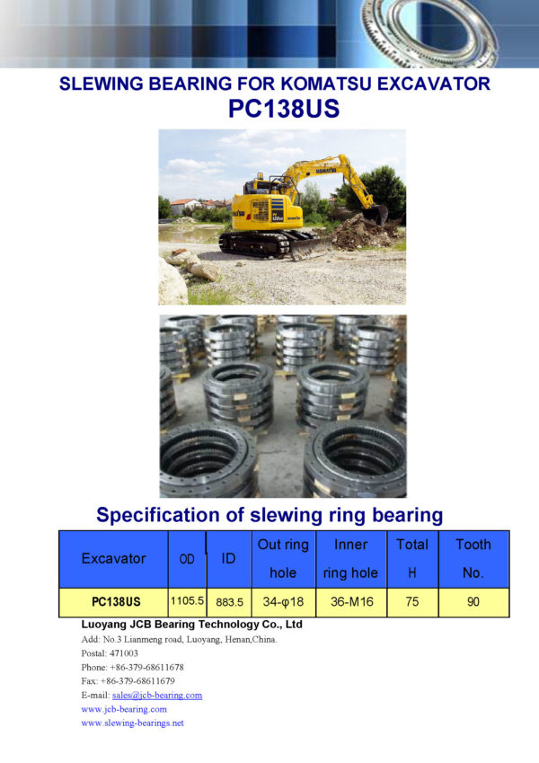 SLEWING BEARING FOR KOMATSU EXCAVATOR PC138US