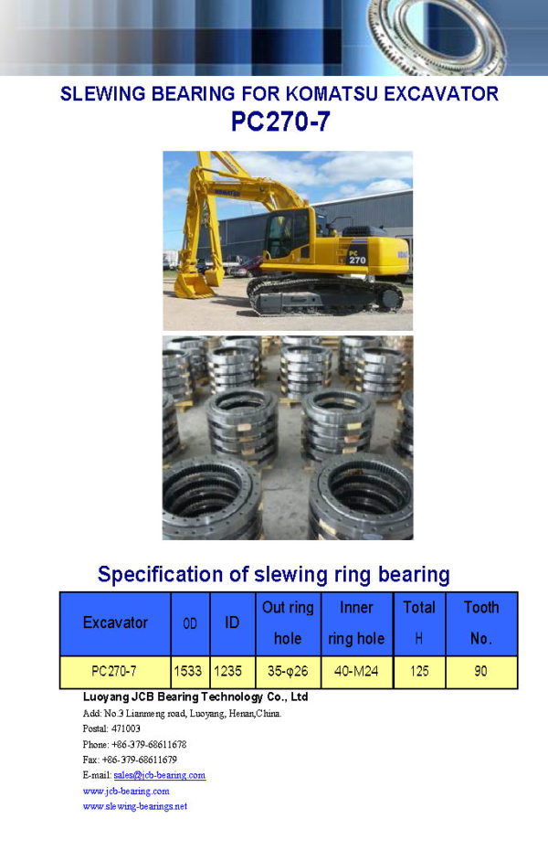 SLEWING BEARING FOR KOMATSU EXCAVATOR PC270-7