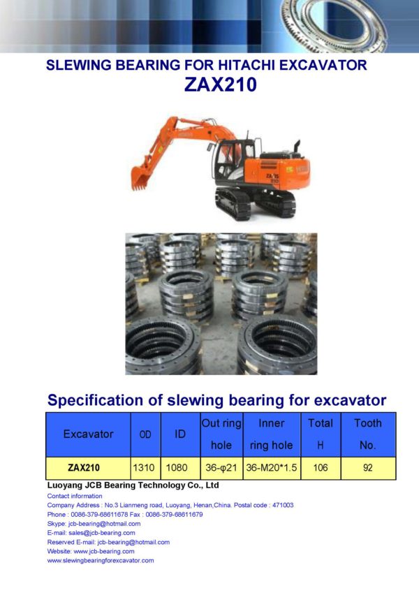 slewing bearing for hitachi excavator ZAX210