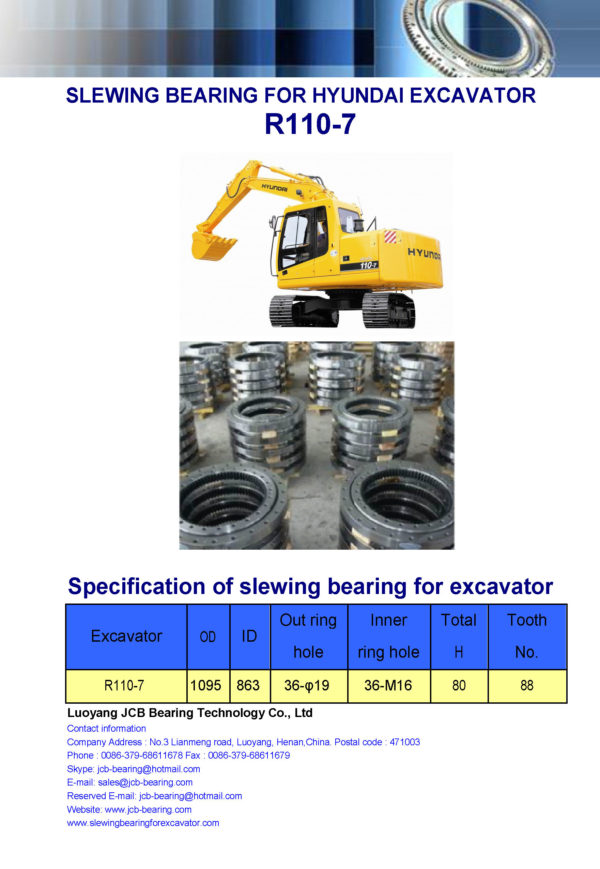 slewing bearing for hyundai excavator R110-7