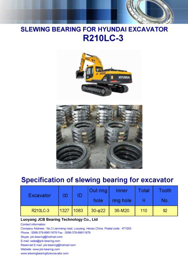 slewing bearing for hyundai excavator R210LC-3