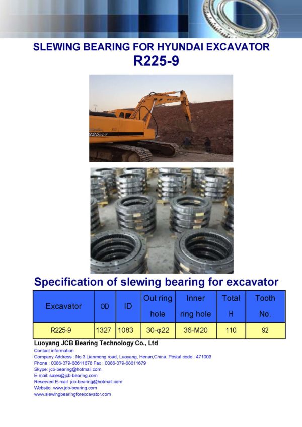 slewing bearing for hyundai excavator R225-9