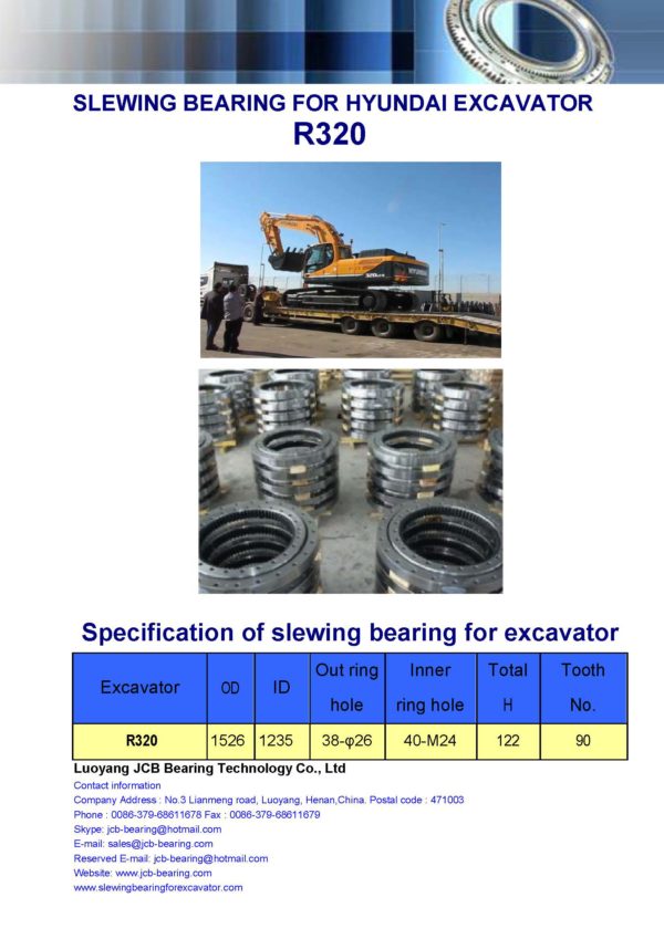 slewing bearing for hyundai excavator R320