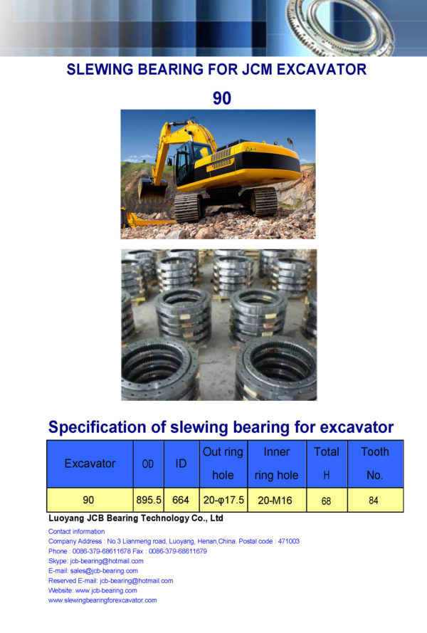 slewing bearing for jcm excavator 90