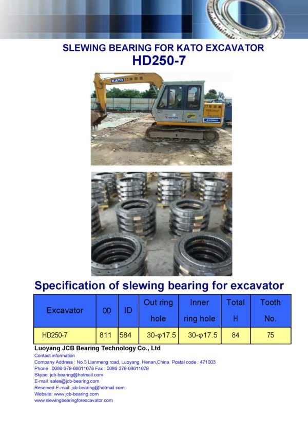 slewing bearing for kato excavator HD250-7